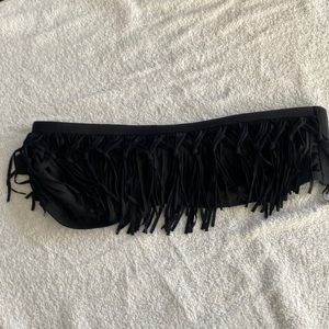 Black bandeau Bikini swim top with fringe